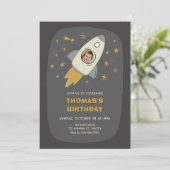 Invitation Anniversaire photo de l'astronaute spatial (Debout devant)