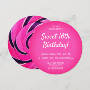 Invitation Anniversaire Photo Lollypop Rose Chaud 16 Ans