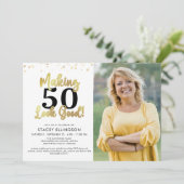 Invitation Anniversaire Photo Making AGE Look Good Black Gold (Debout devant)