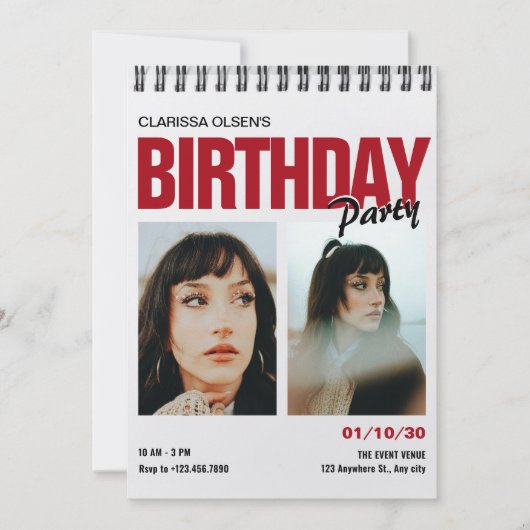 Invitation Anniversaire photo moderne (Devant)