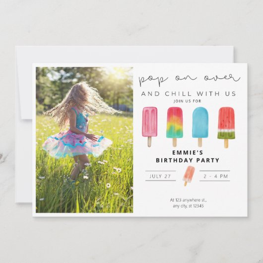Invitation Anniversaire Photo Pop Sur Popsicles (Devant)