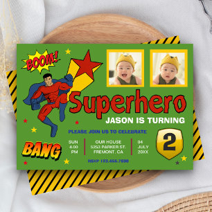 Invitation anniversaire photo pour enfants super-h