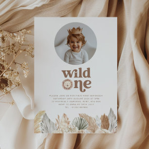 Invitation anniversaire photo ronde Wild One