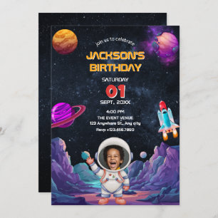 Invitation Anniversaire photo spatiale de l'astronaute