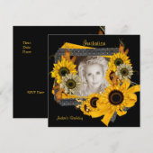 Invitation Anniversaire Photo Tournesol Cadre (Devant / Derrière)