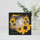 Invitation Anniversaire Photo Tournesol Cadre (Debout devant)