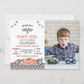 Invitation anniversaire photo voiture de course Fa (Devant)