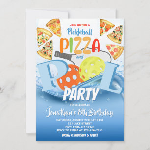 Invitation Anniversaire Pickleball Pizza et Piscine