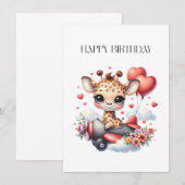 Invitation Anniversaire Pilote Girafe (Devant / Derrière)