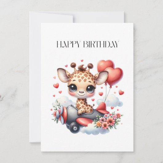 Invitation Anniversaire Pilote Girafe (Devant)