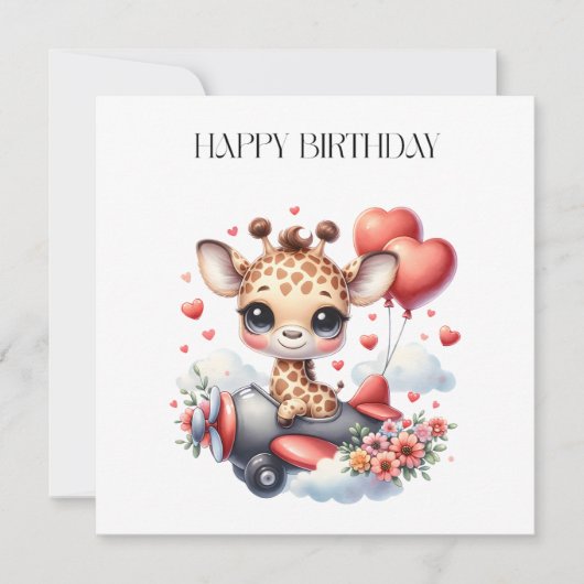 Invitation Anniversaire Pilote Girafe (Devant)