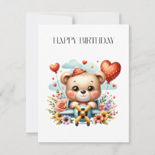 Invitation Anniversaire Pilote Ours en Peluche