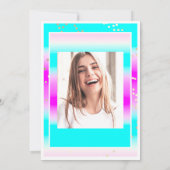 Invitation Anniversaire Pink Blue Gold Confetti Photo (Dos)