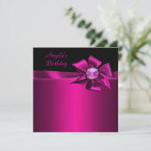 Invitation Anniversaire Pink Bow noir rose (Debout devant)