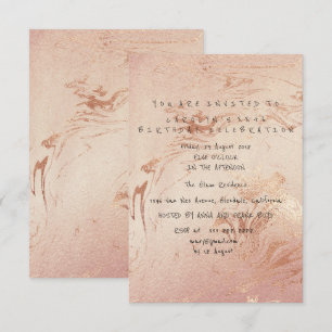 Invitation Anniversaire Pink Glam Powder Gold Blush