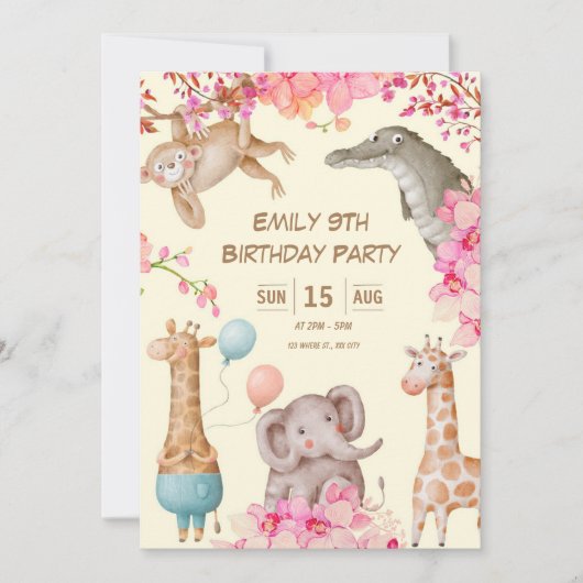 Invitation Anniversaire Pink Jouer (Devant)