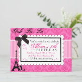 Invitation anniversaire Pink Paris Damask (Debout devant)