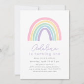 Invitation Anniversaire Pink Pastel Rainbow (Devant)