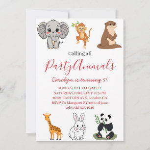 Invitation Anniversaire Pink Safari pour Tous les