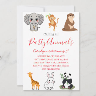 Invitation Anniversaire Pink Safari pour Tous les 