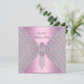Invitation Anniversaire Pink Silver White Diamond (Debout devant)
