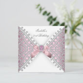 Invitation Anniversaire Pink Silver White Diamond (Debout devant)