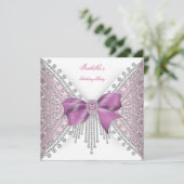 Invitation Anniversaire Pink Silver White Diamond Bow 2 (Debout devant)