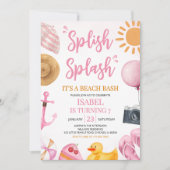 Invitation Anniversaire Pink Splish Splash Beach Bash (Devant)