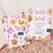Invitation Anniversaire Pink Splish Splash Beach Bash