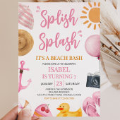 Invitation Anniversaire Pink Splish Splash Beach Bash