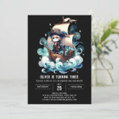 Invitation Anniversaire Pirate Minimaliste Cute (Debout devant)