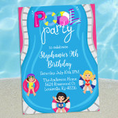 Invitation Anniversaire Piscine Fête Rose Filles été