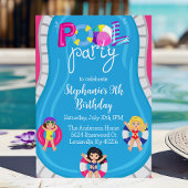 Invitation Anniversaire Piscine Fête Rose Filles été
