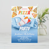 Invitation Anniversaire Pizza et Piscine (Debout devant)