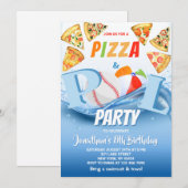 Invitation Anniversaire Pizza et Piscine (Devant / Derrière)