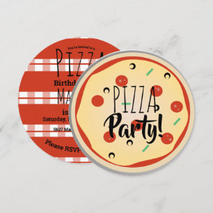 Invitation Anniversaire Pizza Mix Foodie Carreaux 
