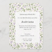 Invitation Anniversaire Plutôt Violet Floral (Devant / Derrière)