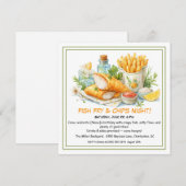 Invitation anniversaire Poisson Frit & Frites déco (Devant / Derrière)