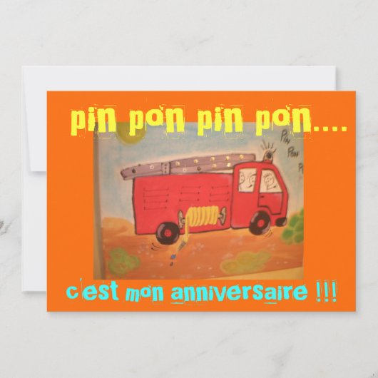 Invitation anniversaire  pompiers (Devant)