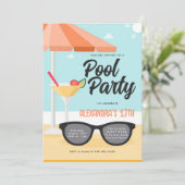 Invitation Anniversaire Pool Party Cute Lunettes de soleil Tu (Debout devant)
