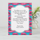 Invitation Anniversaire Pop Art rose lèvres maquillage (Debout devant)