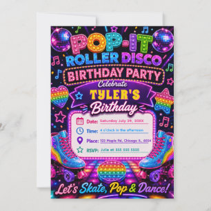 Invitation Anniversaire Pop It Roller Disco