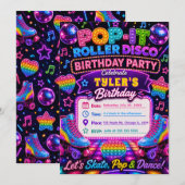 Invitation Anniversaire Pop It Roller Disco (Devant / Derrière)