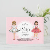 Invitation Anniversaire Poupées en Papier Vintage (Debout devant)
