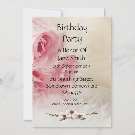 Invitation anniversaire pour 96 ans (Dos)