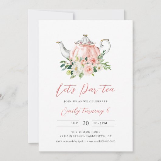 Invitation anniversaire pour une fête du thé ARIA  (Devant)