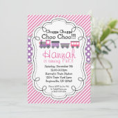 Invitation Anniversaire pourpre de point de polka de rayure (Debout devant)