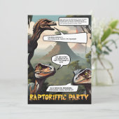 Invitation Anniversaire Préhistorique Du Dinosaure Sur Le Thè (Debout devant)