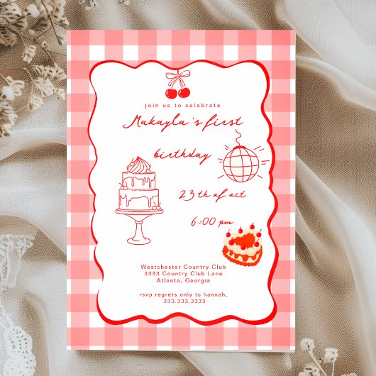 Invitation anniversaire premier Cherry Coquette aq