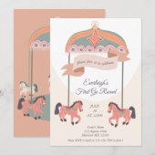 Invitation Anniversaire Premier Cheval Carrousel (Devant / Derrière)